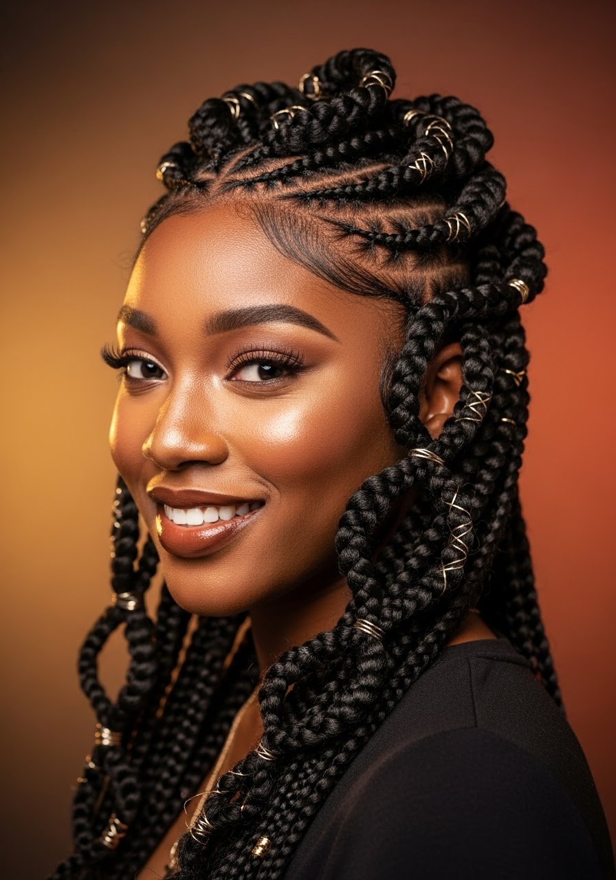 Artistic natural hair styling at L & L Beauty Salon in Brooklyn