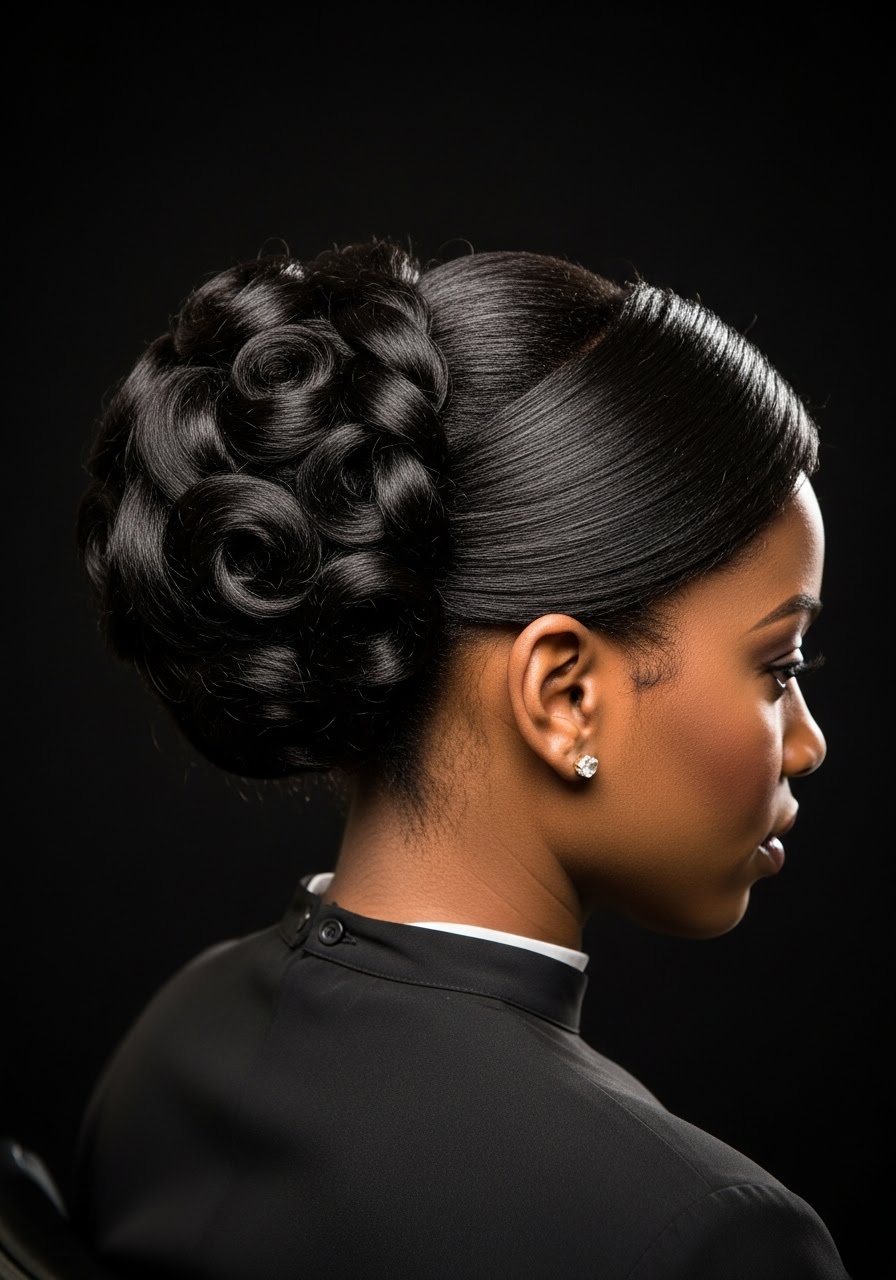 Updo hair artistry at L & L Beauty Salon in Brooklyn