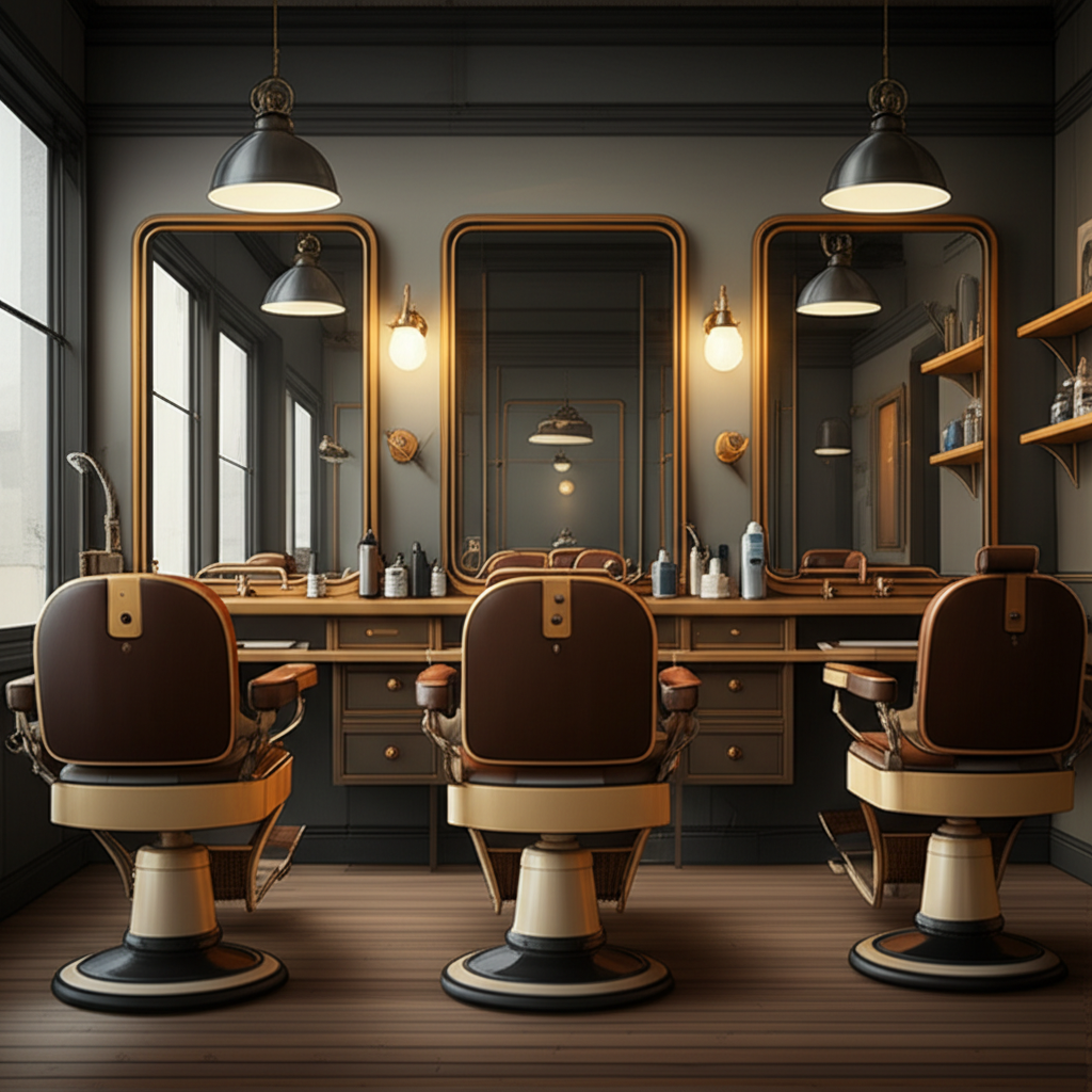 L & L Barbershop Interior in Flatbush, Brooklyn